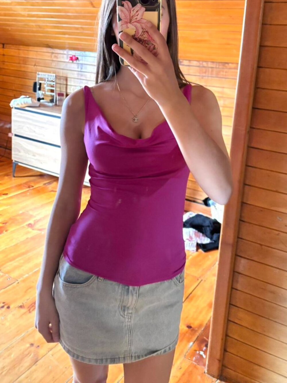 Y2k Purple Cowl Neck Tank Top